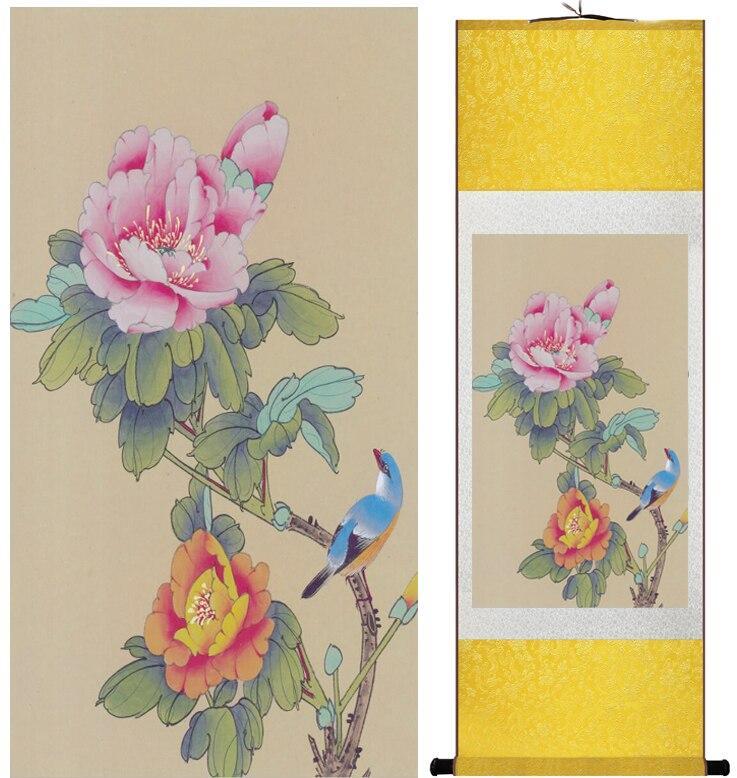 Chinese Art Scroll Painting Animal Birds And Flower Ancient Silk Picture Wall Ideas 12638-Chinese Style Finds™