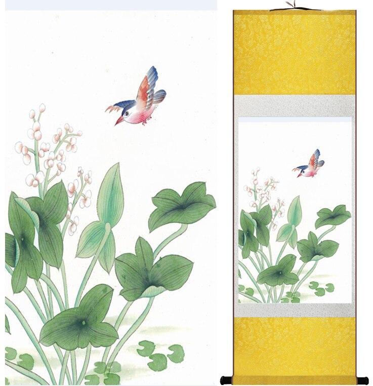 Chinese Art Scroll Painting Animal Birds And Flower Ancient Silk Picture Wall Ideas 12702-Chinese Style Finds™