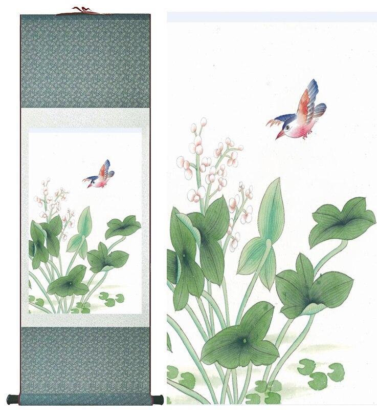 Chinese Art Scroll Painting Animal Birds And Flower Ancient Silk Picture Wall Ideas 12702-Chinese Style Finds™