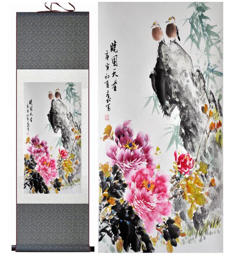 Chinese Art Scroll Painting Animal Birds And Flower Ancient Silk Picture Wall Ideas 13066-Chinese Style Finds™