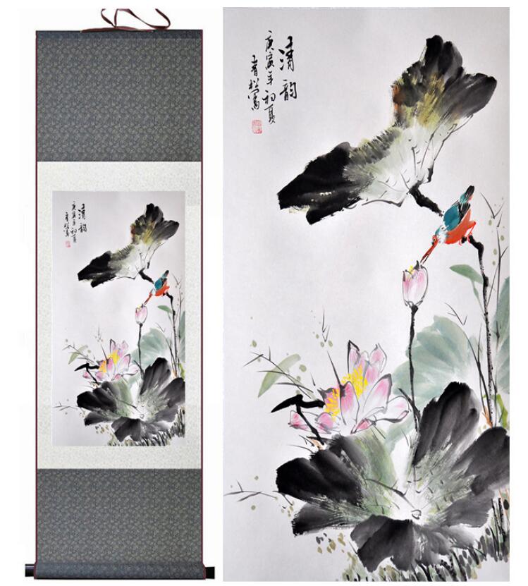 Chinese Art Scroll Painting Animal Birds And Flower Ancient Silk Picture Wall Ideas 13078-Chinese Style Finds™