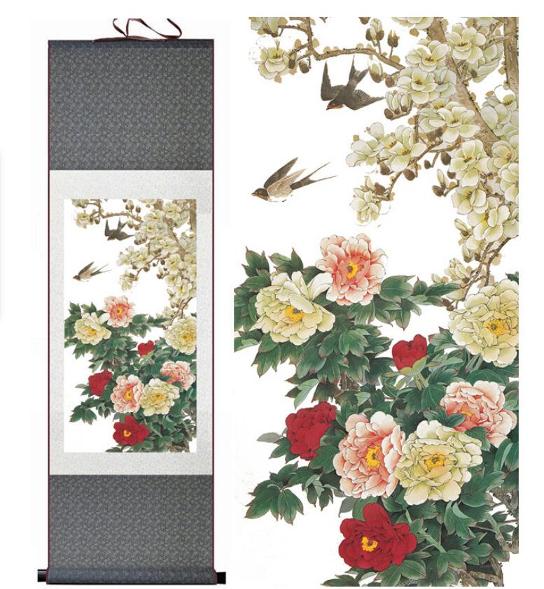 Chinese Art Scroll Painting Animal Birds And Flower Ancient Silk Picture Wall Ideas 13262-Chinese Style Finds™