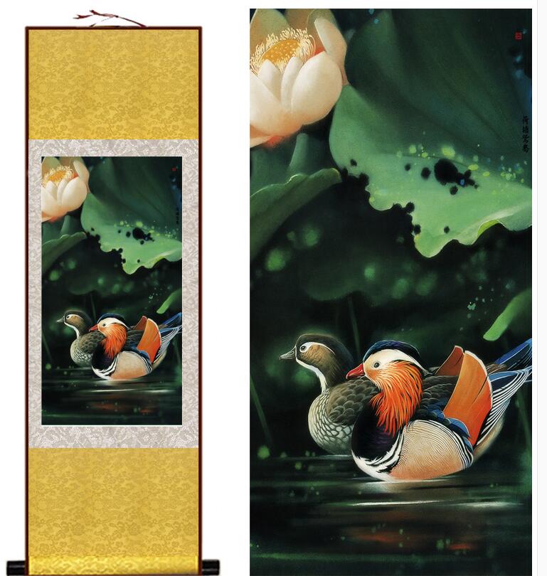 Chinese Art Scroll Painting Animal Birds And Flower Ancient Silk Picture Wall Ideas 13566-Chinese Style Finds™