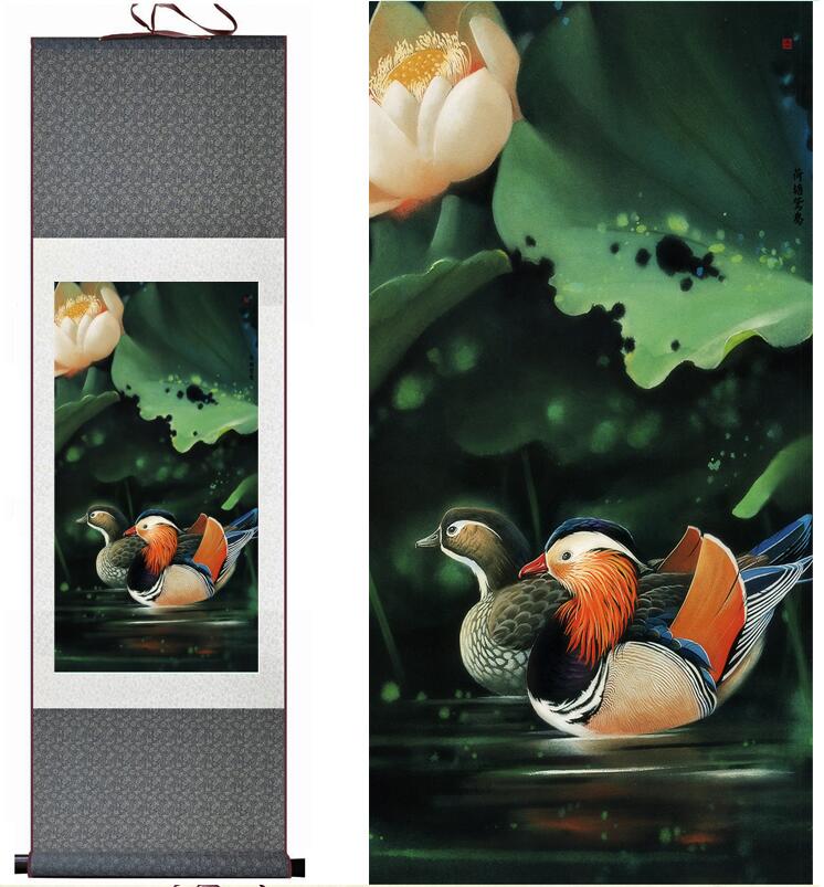 Chinese Art Scroll Painting Animal Birds And Flower Ancient Silk Picture Wall Ideas 13566-Chinese Style Finds™