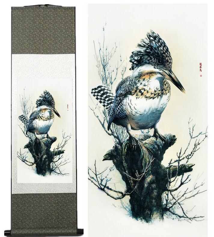 Chinese Art Scroll Painting Animal Birds And Flower Ancient Silk Picture Wall Ideas 13586-Chinese Style Finds™