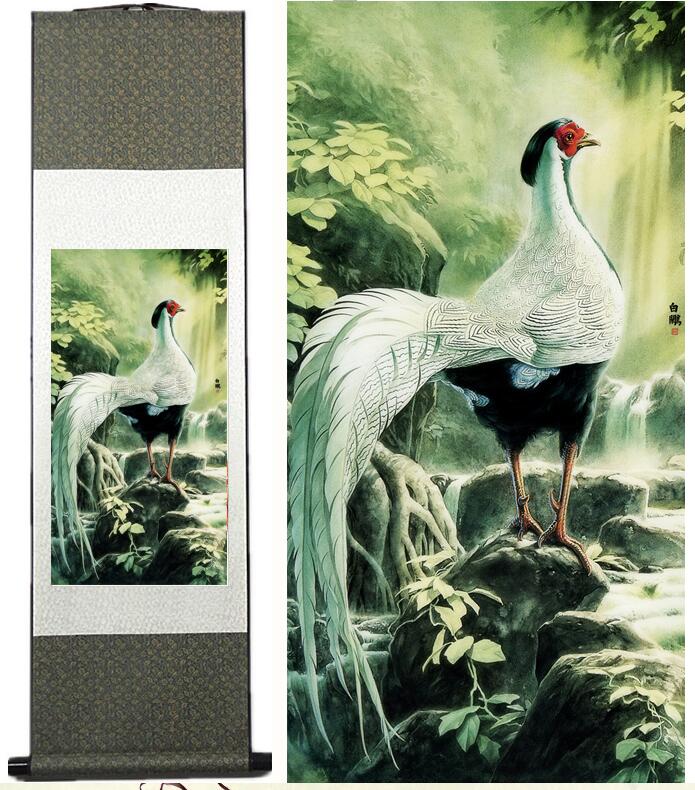 Chinese Art Scroll Painting Animal Birds And Flower Ancient Silk Picture Wall Ideas 13594-Chinese Style Finds™