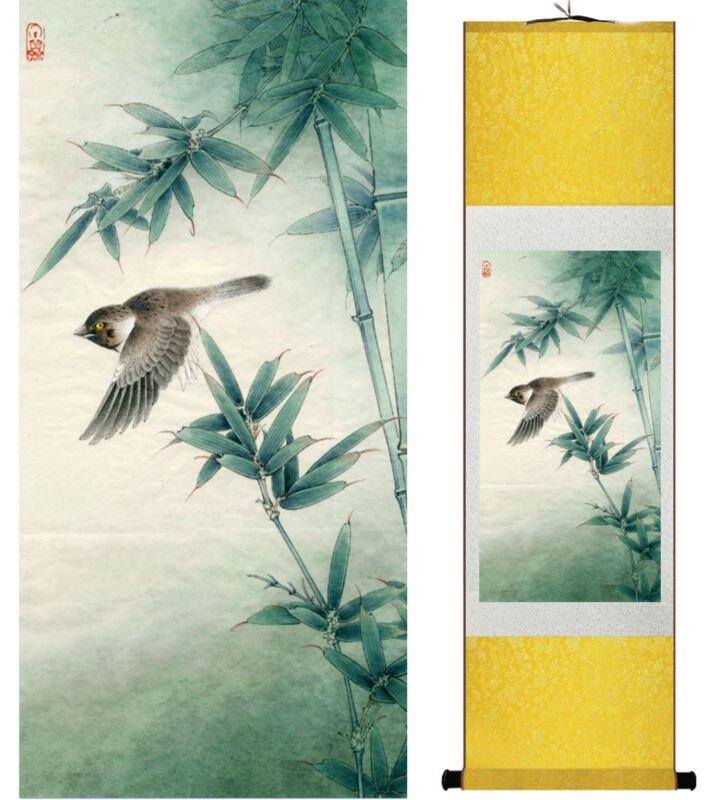 Chinese Art Scroll Painting Animal Birds And Flower Ancient Silk Picture Wall Ideas 14002-Chinese Style Finds™