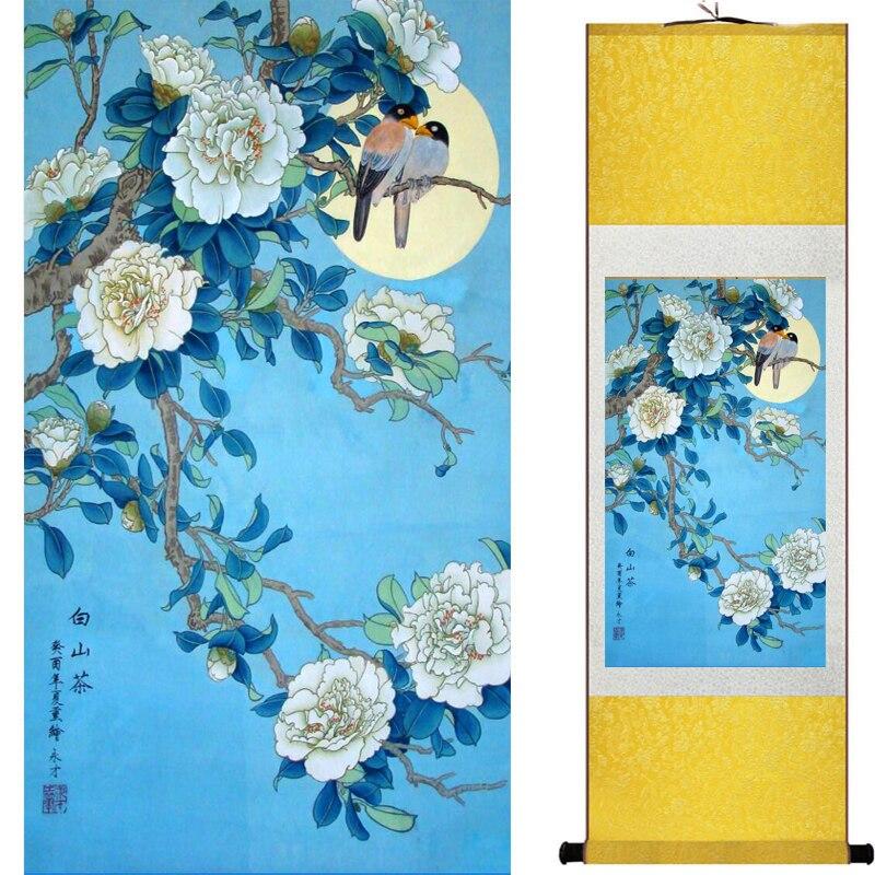 Chinese Art Scroll Painting Animal Birds And Flower Ancient Silk Picture Wall Ideas 16288-Chinese Style Finds™