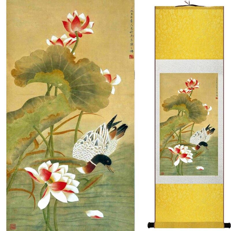 Chinese Art Scroll Painting Animal Birds And Flower Ancient Silk Picture Wall Ideas 16292-Chinese Style Finds™