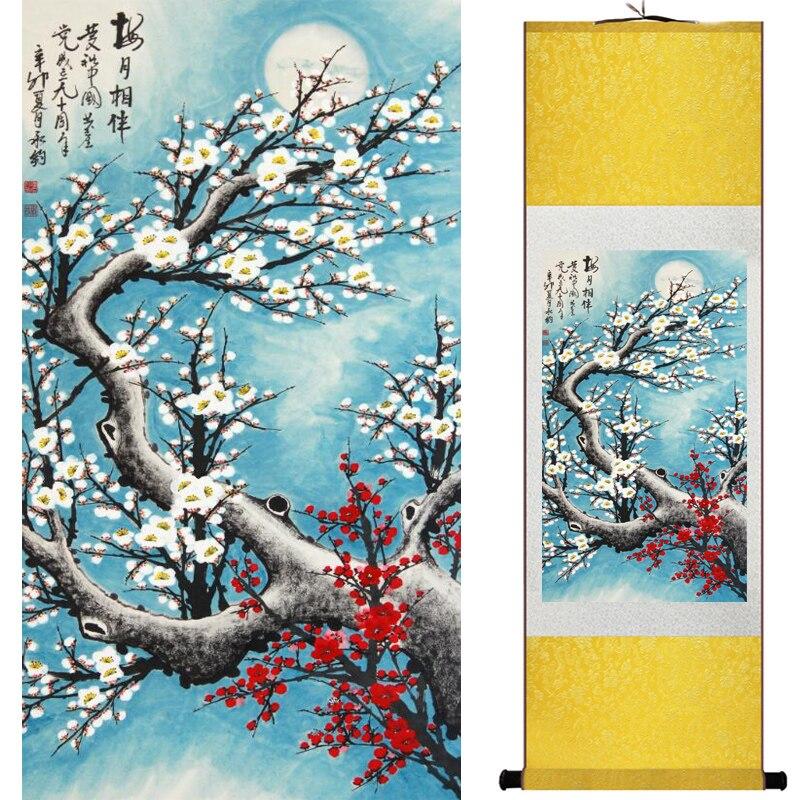 Chinese Art Scroll Painting Animal Birds And Flower Ancient Silk Picture Wall Ideas 16444-Chinese Style Finds™