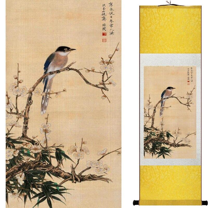 Chinese Art Scroll Painting Animal Birds And Flower Ancient Silk Picture Wall Ideas 16578-Chinese Style Finds™