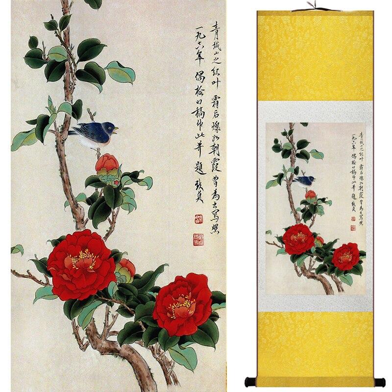 Chinese Art Scroll Painting Animal Birds And Flower Ancient Silk Picture Wall Ideas 16822-Chinese Style Finds™