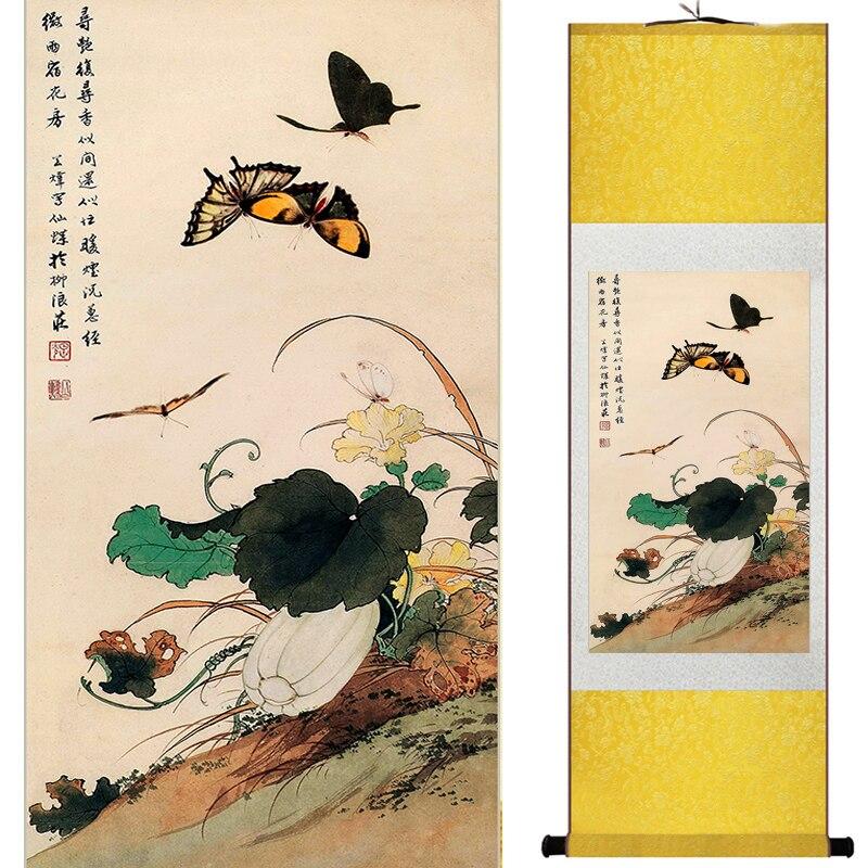 Chinese Art Scroll Painting Animal Birds And Flower Ancient Silk Picture Wall Ideas 16826-Chinese Style Finds™