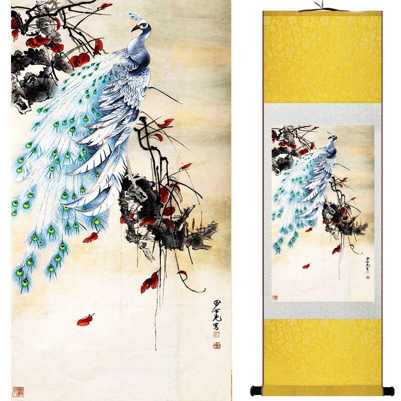 Chinese Art Scroll Painting Animal Birds And Flower Ancient Silk Picture Wall Ideas 16830-Chinese Style Finds™