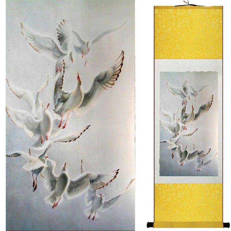 Chinese Art Scroll Painting Animal Birds And Flower Ancient Silk Picture Wall Ideas 17566-Chinese Style Finds™