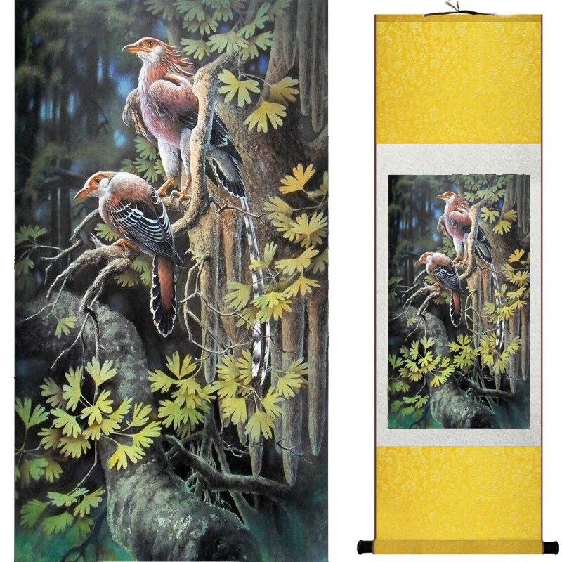 Chinese Art Scroll Painting Animal Birds And Flower Ancient Silk Picture Wall Ideas 17570-Chinese Style Finds™