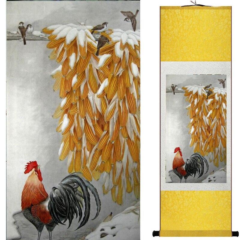 Chinese Art Scroll Painting Animal Birds And Flower Ancient Silk Picture Wall Ideas 17574-Chinese Style Finds™