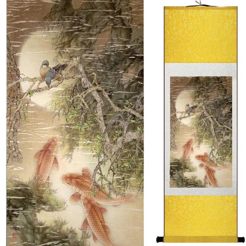 Chinese Art Scroll Painting Animal Birds And Flower Ancient Silk Picture Wall Ideas 17578-Chinese Style Finds™