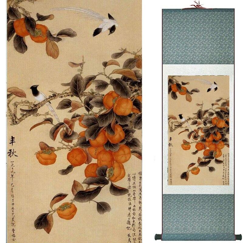 Chinese Art Scroll Painting Animal Birds And Flower Ancient Silk Picture Wall Ideas 17582-Chinese Style Finds™