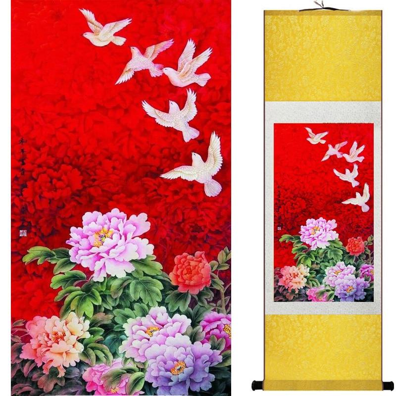 Chinese Art Scroll Painting Animal Birds And Flower Ancient Silk Picture Wall Ideas 18294-Chinese Style Finds™