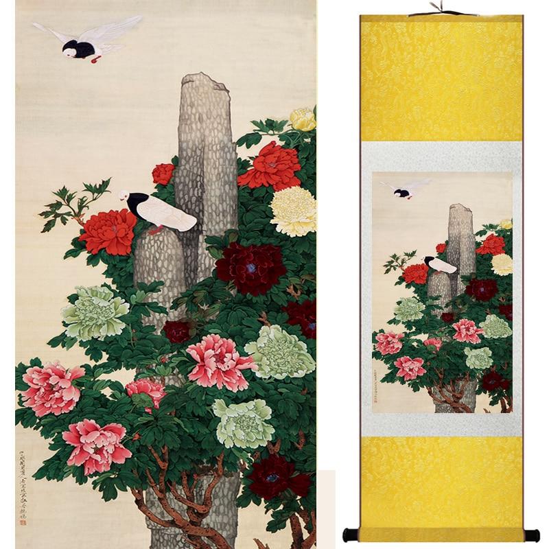 Chinese Art Scroll Painting Animal Birds And Flower Ancient Silk Picture Wall Ideas 18528-Chinese Style Finds™