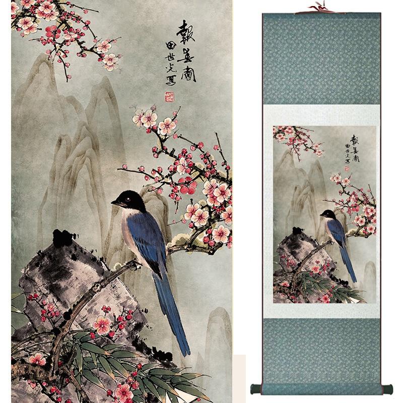 Chinese Art Scroll Painting Animal Birds And Flower Ancient Silk Picture Wall Ideas 18536-Chinese Style Finds™