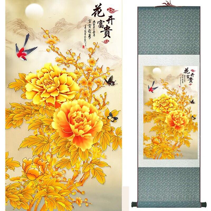 Chinese Art Scroll Painting Animal Birds And Flower Ancient Silk Picture Wall Ideas 18544-Chinese Style Finds™