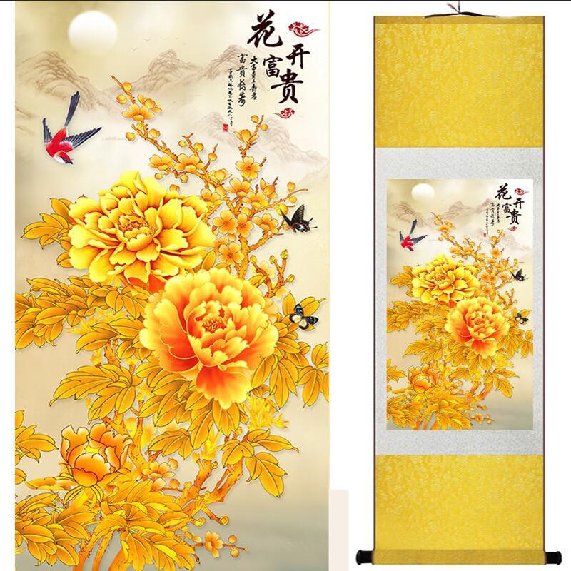 Chinese Art Scroll Painting Animal Birds And Flower Ancient Silk Picture Wall Ideas 18544-Chinese Style Finds™