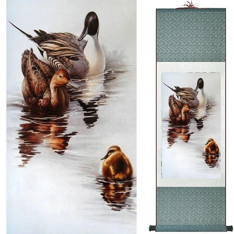 Chinese Art Scroll Painting Animal Birds And Flower Ancient Silk Picture Wall Ideas 18812-Chinese Style Finds™