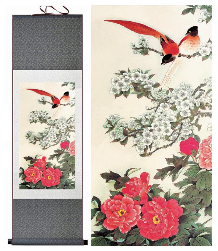 Chinese Art Scroll Painting Animal Birds And Flower Animal Birds Ancient Silk Picture Wall Ideas 13862-Chinese Style Finds™