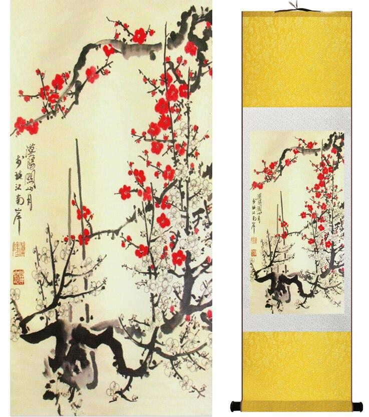 Chinese Art Scroll Painting Animal Birds And Flower Spring Ancient Silk Picture Wall Ideas 14998-Chinese Style Finds™