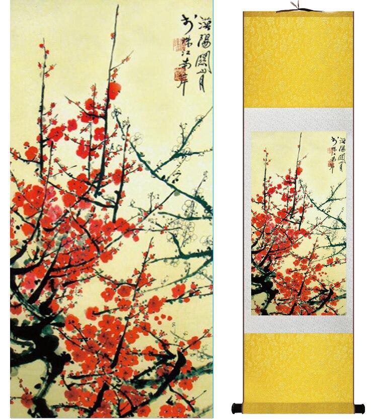 Chinese Art Scroll Painting Animal Birds And Flower Spring Ancient Silk Picture Wall Ideas 15002-Chinese Style Finds™