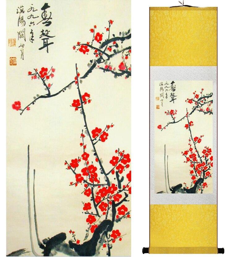 Chinese Art Scroll Painting Animal Birds And Flower Spring Ancient Silk Picture Wall Ideas 15006-Chinese Style Finds™