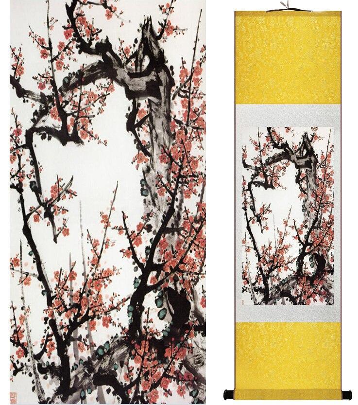 Chinese Art Scroll Painting Animal Birds And Flower Spring Ancient Silk Picture Wall Ideas 15058-Chinese Style Finds™