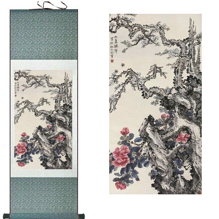 Chinese Art Scroll Painting Animal Birds And Flowers Ancient Silk Picture Wall Ideas 11314-Chinese Style Finds™