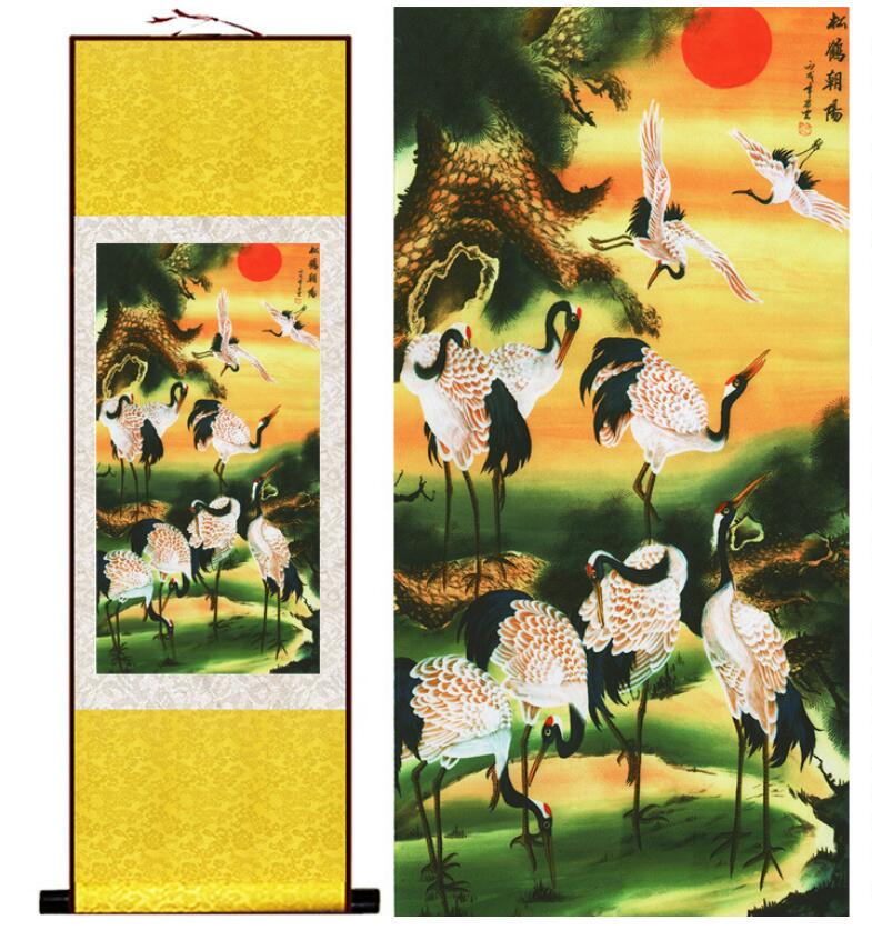Chinese Art Scroll Painting Animal Birds And Flowers Ancient Silk Picture Wall Ideas 12778-Chinese Style Finds™