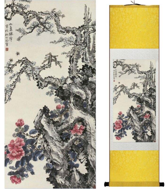 Chinese Art Scroll Painting Animal Birds And Flowers Ancient Silk Picture Wall Ideas 14282-Chinese Style Finds™