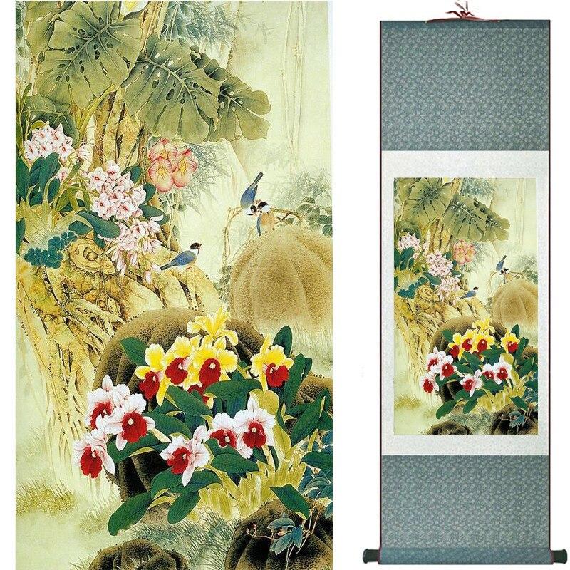 Chinese Art Scroll Painting Animal Birds And Flowers Ancient Silk Picture Wall Ideas 17598-Chinese Style Finds™