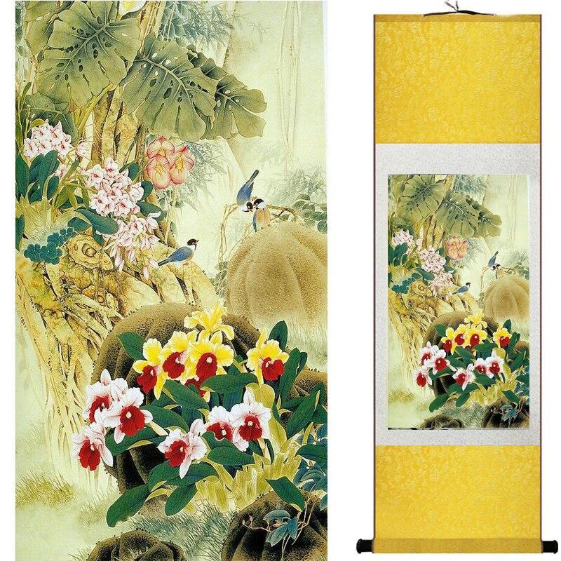 Chinese Art Scroll Painting Animal Birds And Flowers Ancient Silk Picture Wall Ideas 17598-Chinese Style Finds™