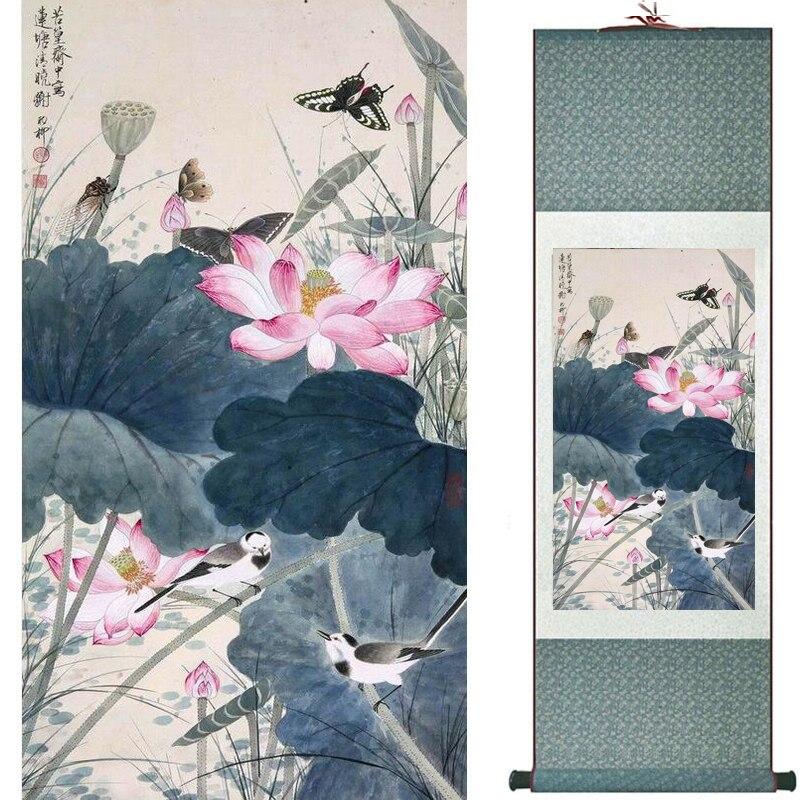 Chinese Art Scroll Painting Animal Birds And Flowers Ancient Silk Picture Wall Ideas 17610-Chinese Style Finds™