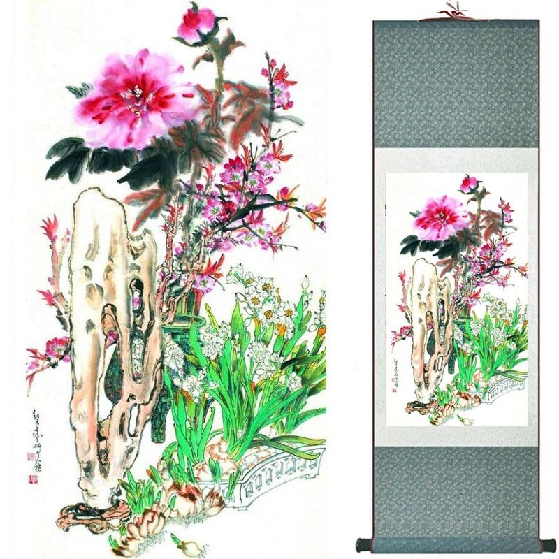 Chinese Art Scroll Painting Animal Birds And Flowers Ancient Silk Picture Wall Ideas 20334-Chinese Style Finds™