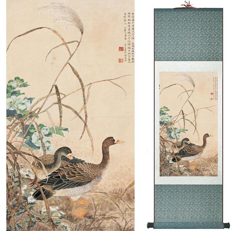 Chinese Art Scroll Painting Animal Birds And Flowers Ancient Silk Picture Wall Ideas 20338-Chinese Style Finds™