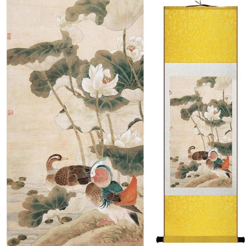 Chinese Art Scroll Painting Animal Birds And Flowers Ancient Silk Picture Wall Ideas 20342-Chinese Style Finds™