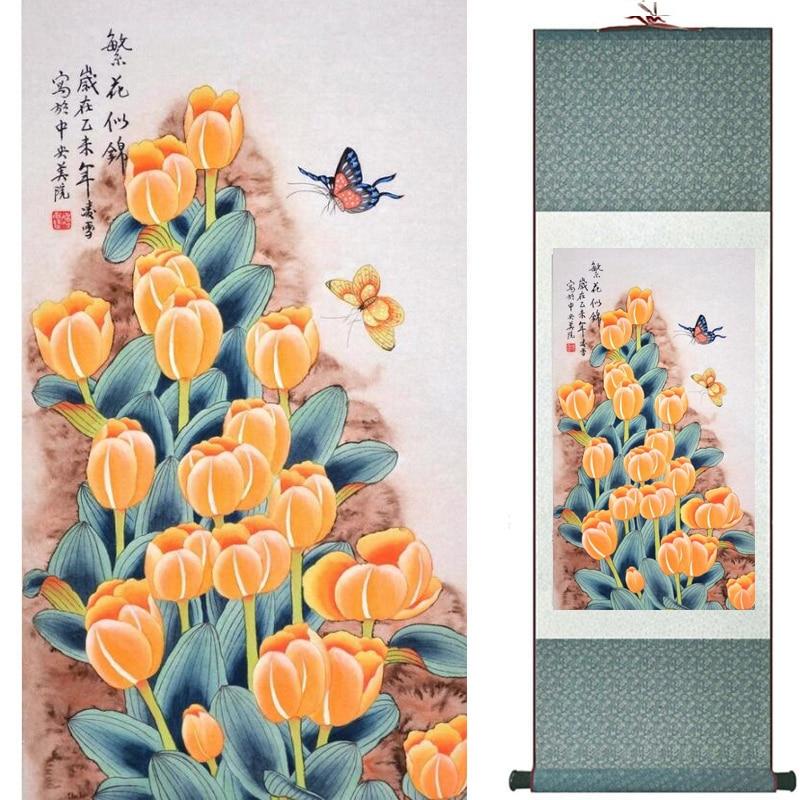 Chinese Art Scroll Painting Animal Birds And Flowers Ancient Silk Picture Wall Ideas 20354-Chinese Style Finds™