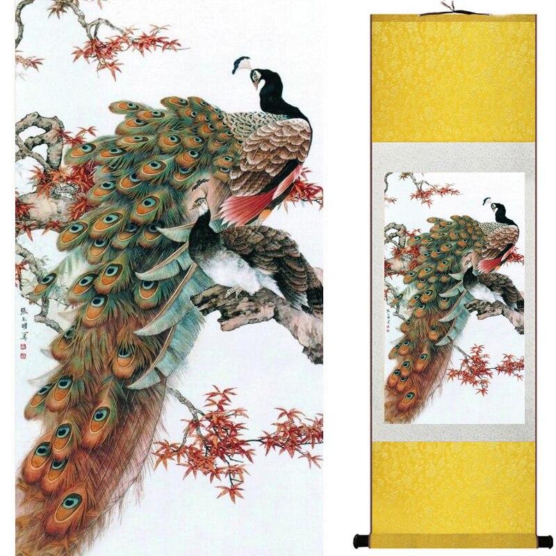 Chinese Art Scroll Painting Animal Birds And Flowers Ancient Silk Picture Wall Ideas 20362-Chinese Style Finds™