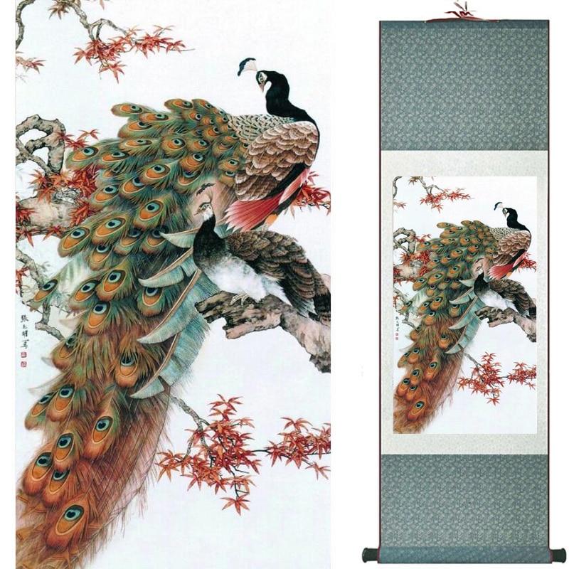 Chinese Art Scroll Painting Animal Birds And Flowers Ancient Silk Picture Wall Ideas 20362-Chinese Style Finds™