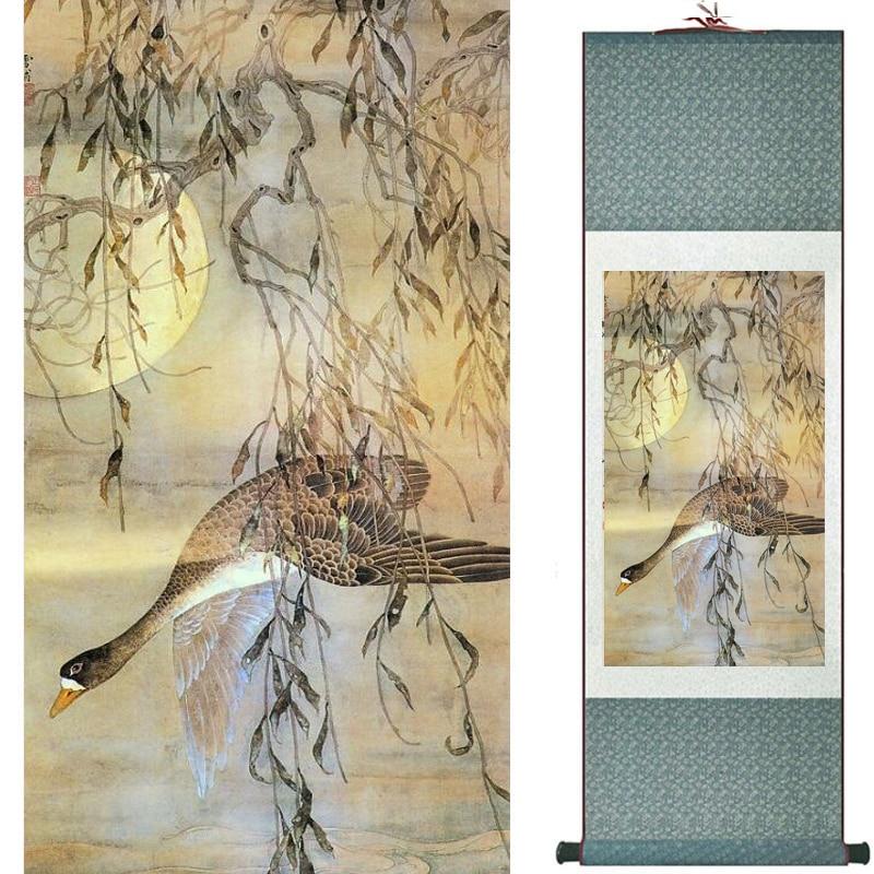 Chinese Art Scroll Painting Animal Birds And Flowers Ancient Silk Picture Wall Ideas 20386-Chinese Style Finds™