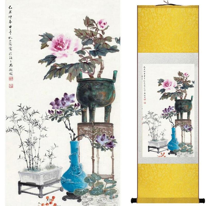 Chinese Art Scroll Painting Animal Birds And Flowers Ancient Silk Picture Wall Ideas 20394-Chinese Style Finds™