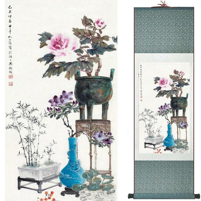 Chinese Art Scroll Painting Animal Birds And Flowers Ancient Silk Picture Wall Ideas 20394-Chinese Style Finds™