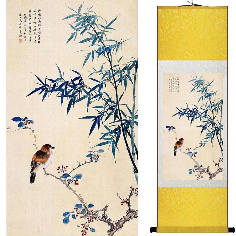 Chinese Art Scroll Painting Animal Birds And Flowers Ancient Silk Picture Wall Ideas 20494-Chinese Style Finds™